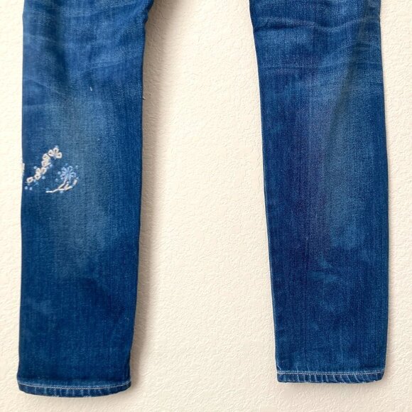 Lucky Brand Floral Embroidered Sienna Slim Boyfriend Distressed Jeans - Picture 10 of 16